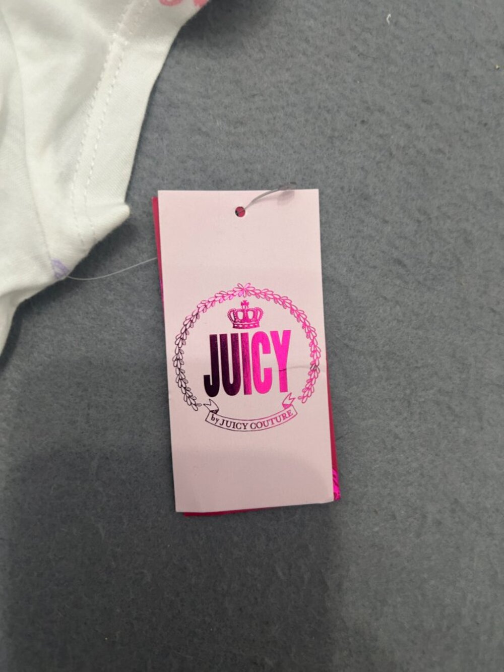 Women’s Juicy Couture Crown Print Baby Tee White XS New With Tags Y2K - Picture 6 of 6